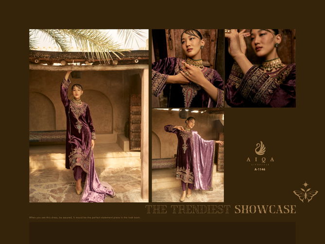 Shaina By Aiqa Velvet Embroidery Winter Wear Salwar Kameez Suppliers In India